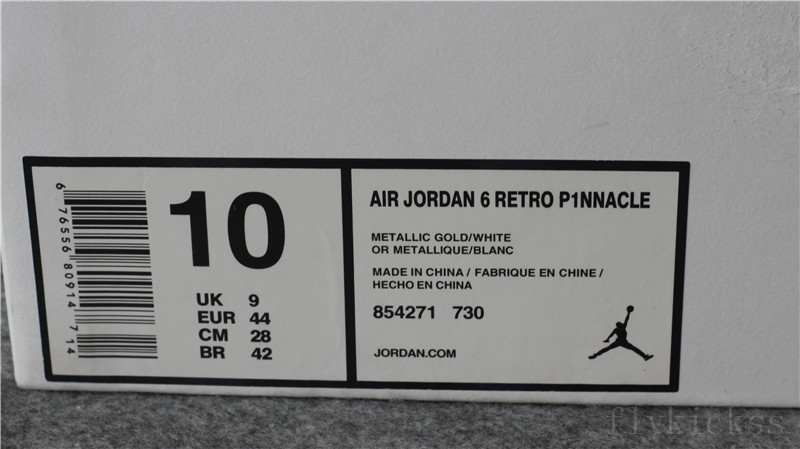 Top Quality Air Jordan 6 Pinnacle Metallic Gold